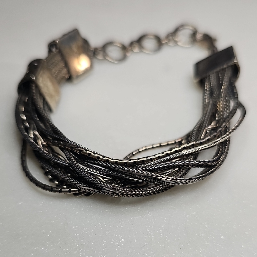 Silpada Vintage Sterling Silver Multi-Strand Chain Bracelet "Talk Of The Town"